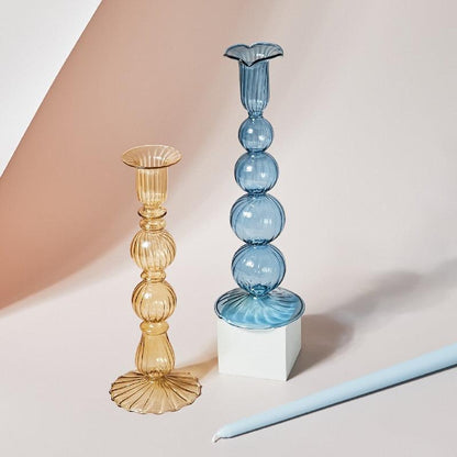 Colorful Glass Candle Holder Decorative Table Centerpiece