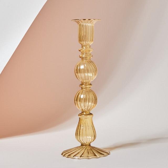 Colorful Glass Candle Holder Decorative Table Centerpiece