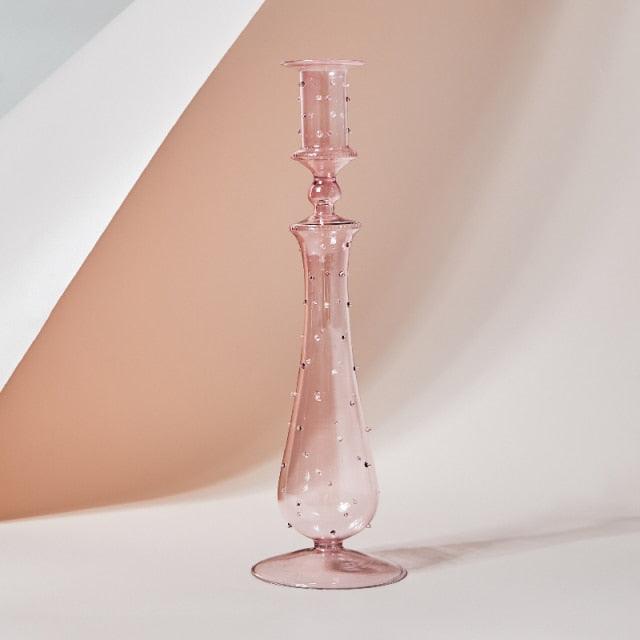 Colorful Glass Candle Holder Decorative Table Centerpiece