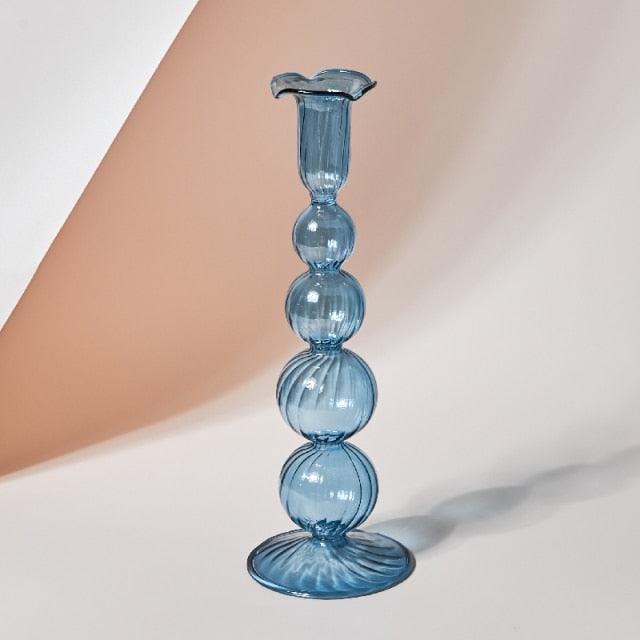 Colorful Glass Candle Holder Decorative Table Centerpiece