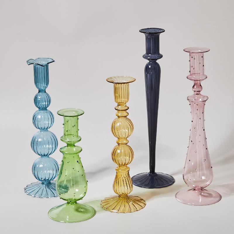 Colorful Glass Candle Holder Decorative Table Centerpiece