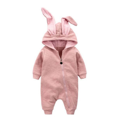 Cozy Bunny Ear Baby Romper Winter Onesie