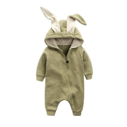 Cozy Bunny Ear Baby Romper Winter Onesie