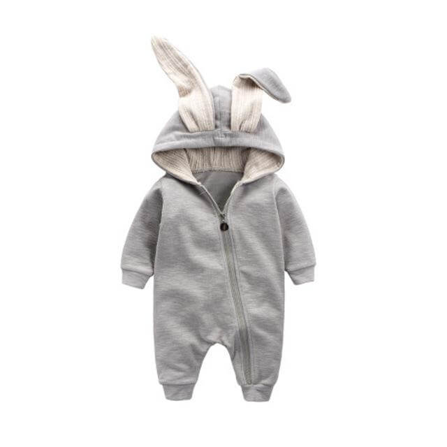 Cozy Bunny Ear Baby Romper Winter Onesie