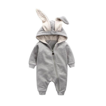 Cozy Bunny Ear Baby Romper Winter Onesie