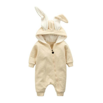 Cozy Bunny Ear Baby Romper Winter Onesie