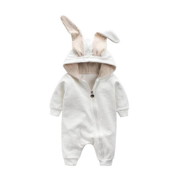 Cozy Bunny Ear Baby Romper Winter Onesie