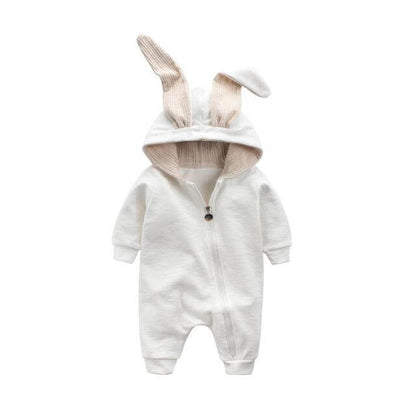 Cozy Bunny Ear Baby Romper Winter Onesie