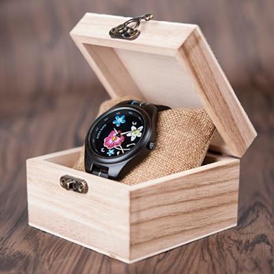 Natural Bamboo Wooden Ladies Watch with Sewn Strap - Yeezlab