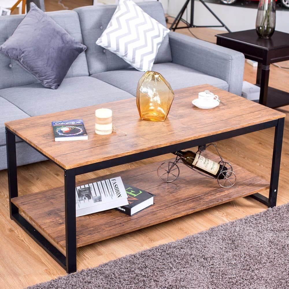 Sleek Steel Rectangular Coffee Table