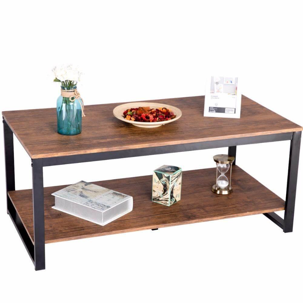 Sleek Steel Rectangular Coffee Table