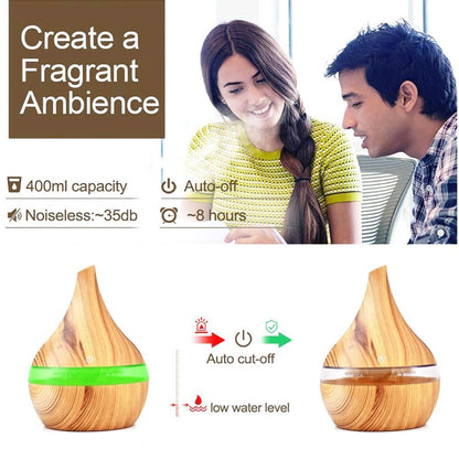 Natural Wood Electric Mist Humidifier Essential Oil Diffuser
