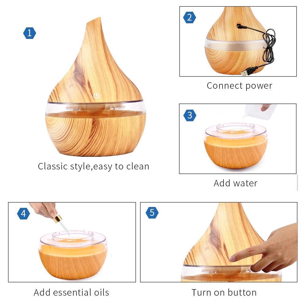 Natural Wood Electric Mist Humidifier Essential Oil Diffuser