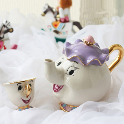 Beautiful Disney Inspired Tea Set Mrs Potts Teapot Cups