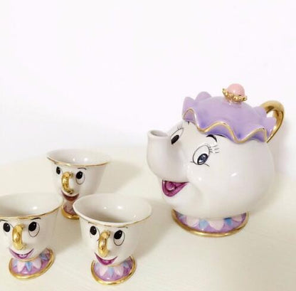 Beautiful Disney Inspired Tea Set Mrs Potts Teapot Cups