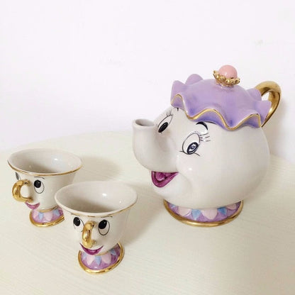Beautiful Disney Inspired Tea Set Mrs Potts Teapot Cups
