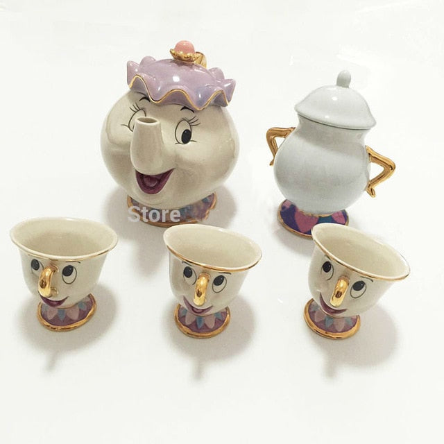 Beautiful Disney Inspired Tea Set Mrs Potts Teapot Cups