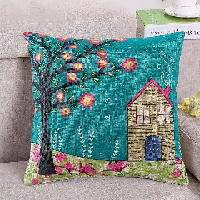 Colorful Tree Pattern Soft Home Pillow Covers - Yeezlab