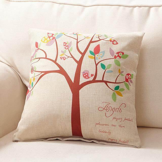 Colorful Tree Pattern Soft Home Pillow Covers