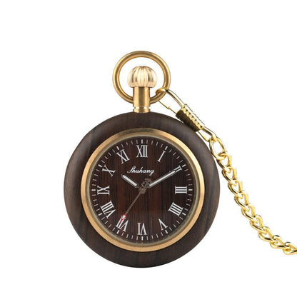 Stylish Mens Wooden Pocket Watch with Bamboo Case - Yeezlab