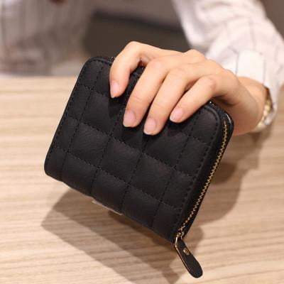 Fashionable Plaid PU Leather Card Wallet Bag