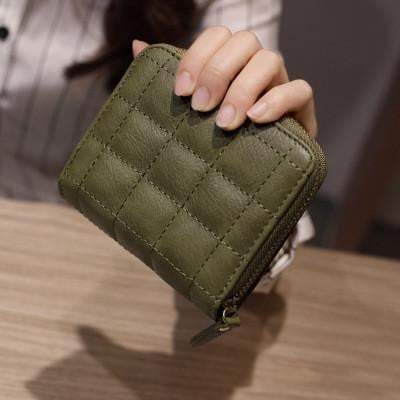 Fashionable Plaid PU Leather Card Wallet Bag