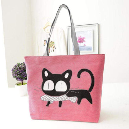 Stylish Cat Ladies Canvas Tote Shoulder Bag - Yeezlab