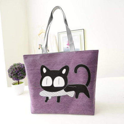 Stylish Cat Ladies Canvas Tote Shoulder Bag