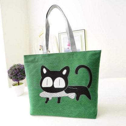 Stylish Cat Ladies Canvas Tote Shoulder Bag