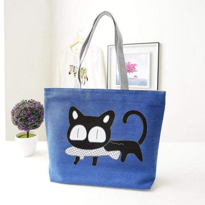 Stylish Cat Ladies Canvas Tote Shoulder Bag