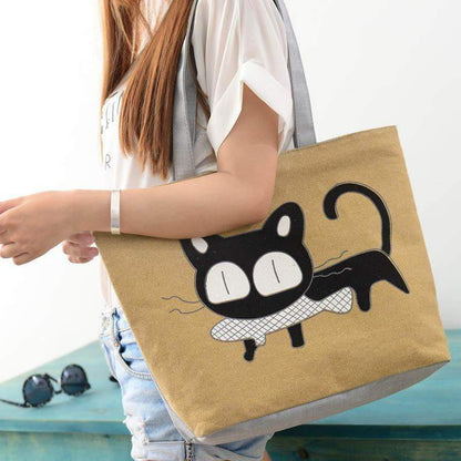 Stylish Cat Ladies Canvas Tote Shoulder Bag
