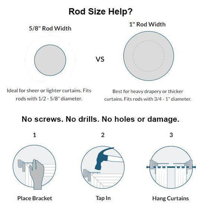 Easy Install Curtain Rod Bracket (2 Pack)