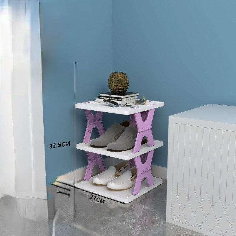 Compact Collapsible Stackable Shoe Organizer Rack
