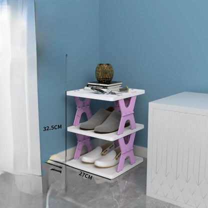 Compact Collapsible Stackable Shoe Organizer Rack