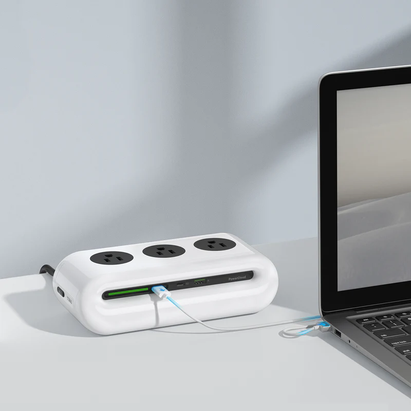 Compact USB Charging Power Strip Station