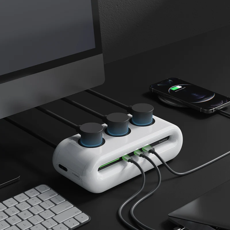 Compact USB Charging Power Strip Station