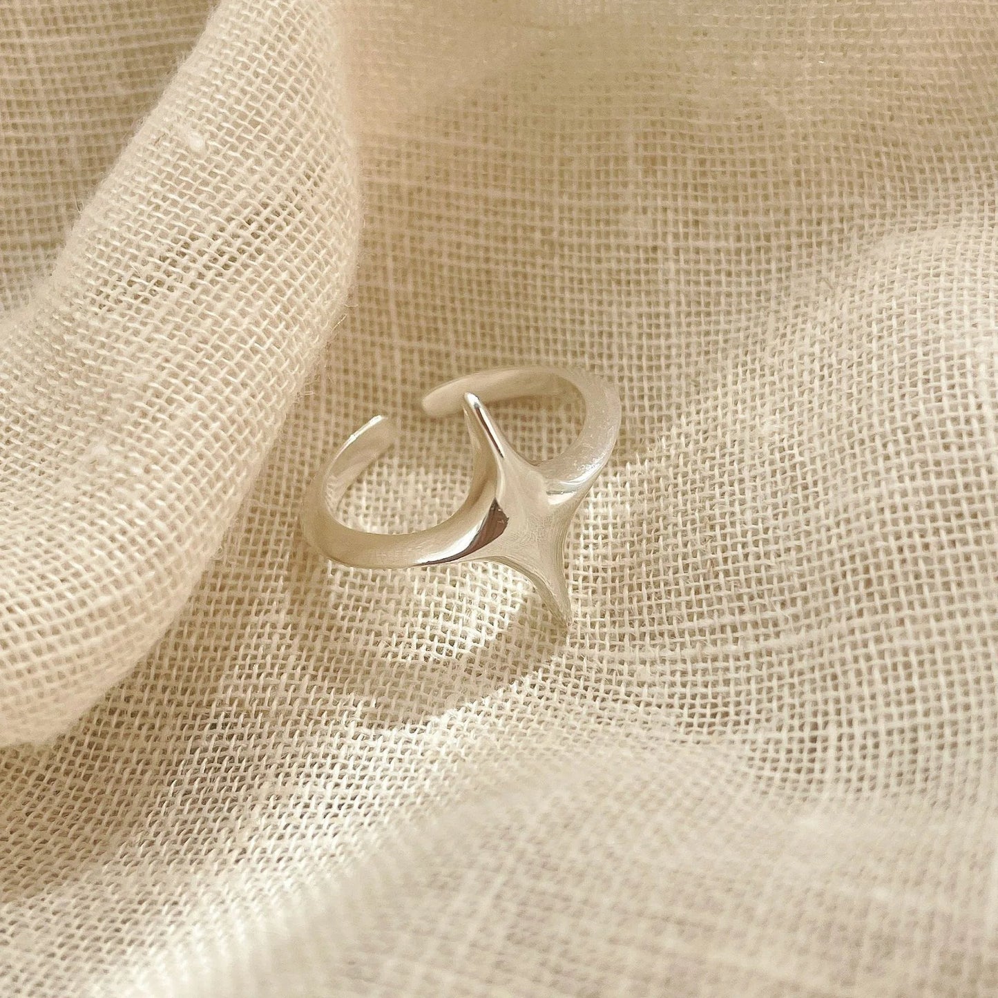 Adjustable Star Shaped Silver Rings