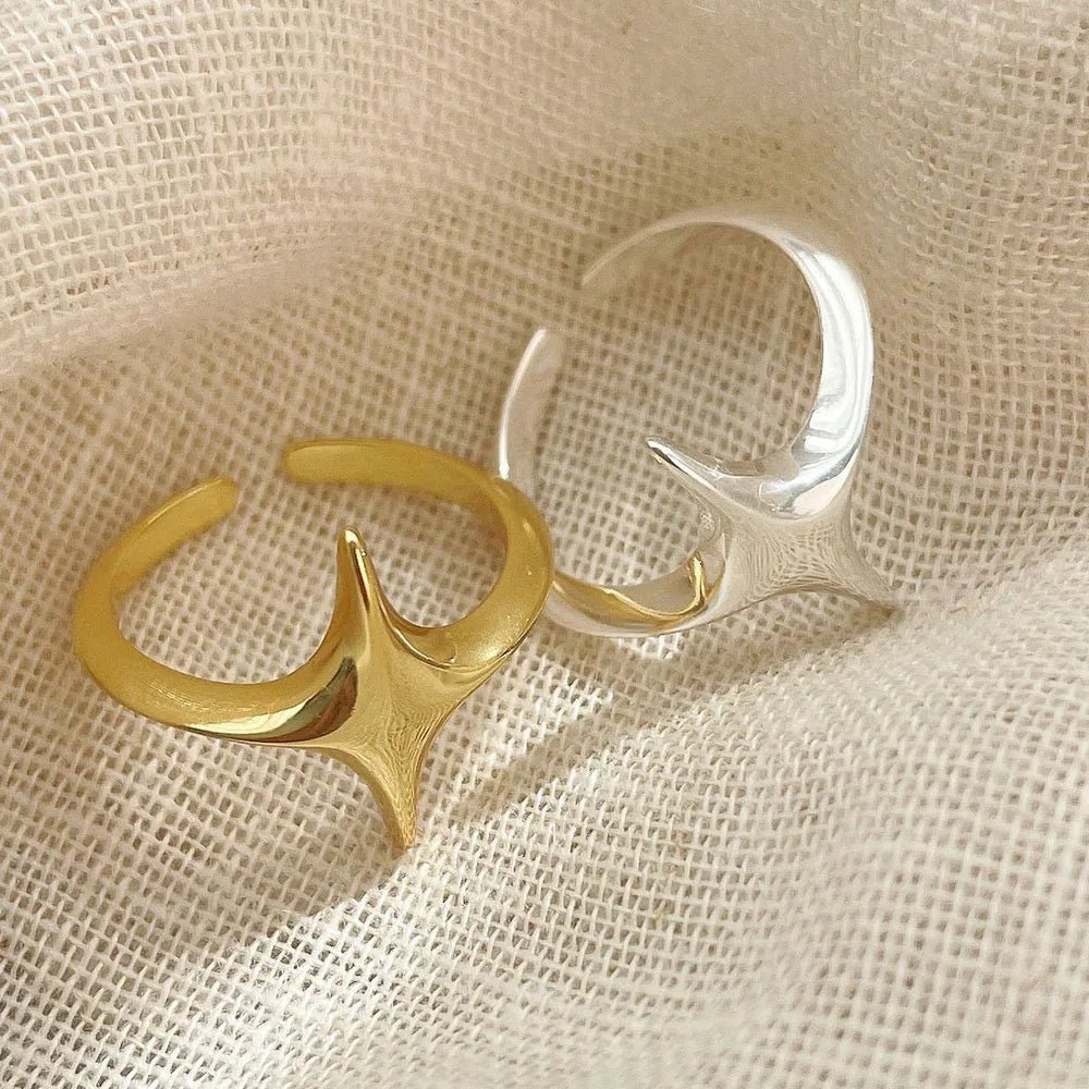 Adjustable Star Shaped Silver Rings