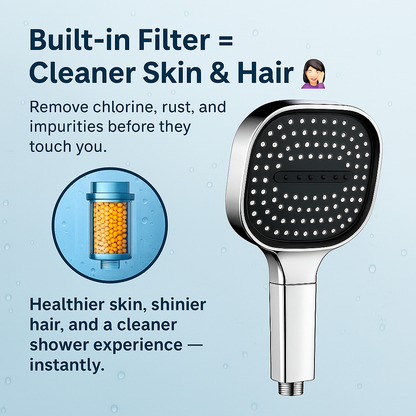 High Pressure Shower Head with Filter – Turbo Boost Showerhead for Low Water Pressure