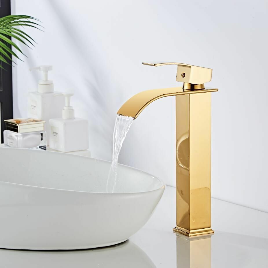 Luxury Brass Bathroom Faucet Waterfall Tap Mixer