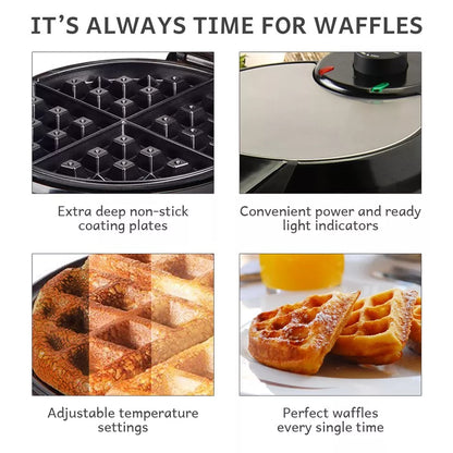 Easy Use Belgian Waffle Maker with Non-Stick Plate