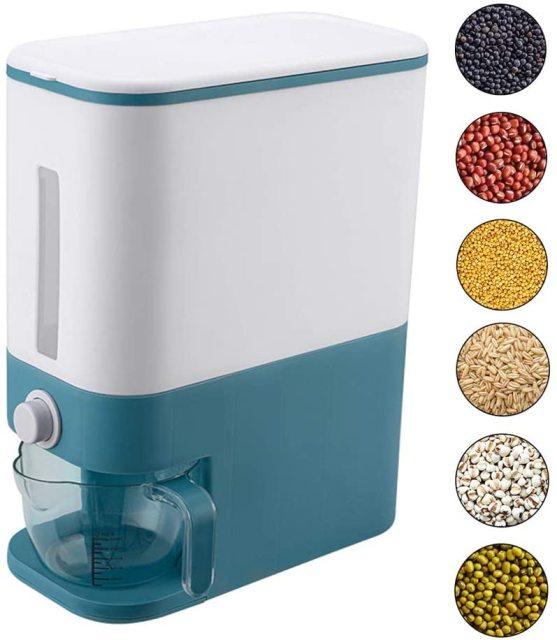 Airtight grain storage dispenser container
