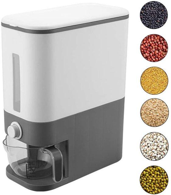 Airtight grain storage dispenser container