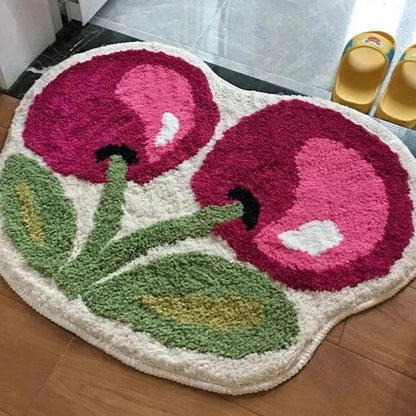 Plush Cherry Bathroom Mat