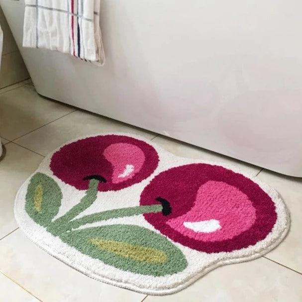 Plush Cherry Bathroom Mat