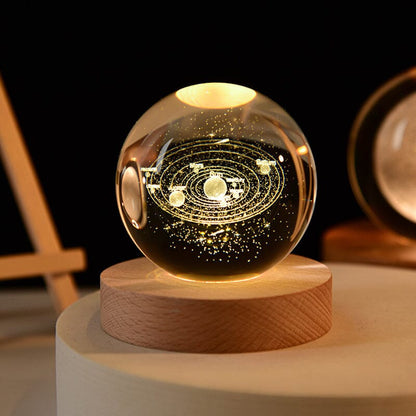 Luxury Crystal Globe Table Lamp With Wooden Stand
