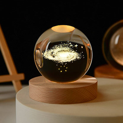 Luxury Crystal Globe Table Lamp With Wooden Stand