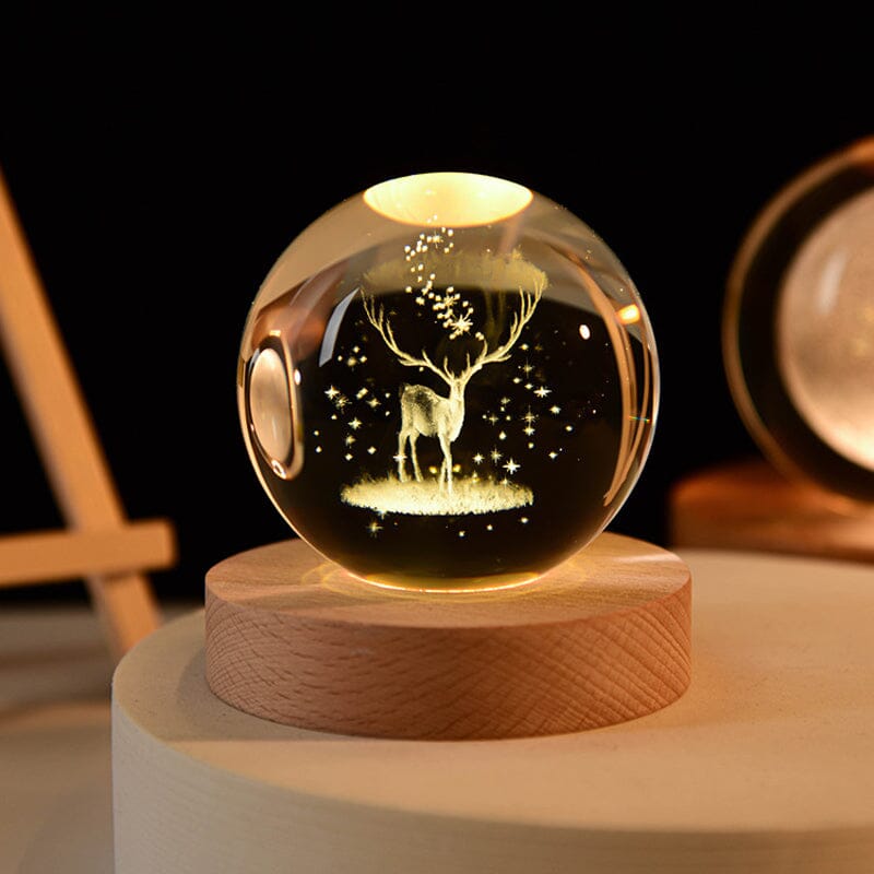 Luxury Crystal Globe Table Lamp With Wooden Stand