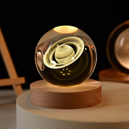 Luxury Crystal Globe Table Lamp With Wooden Stand