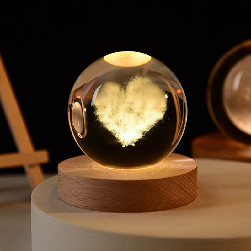 Luxury Crystal Globe Table Lamp With Wooden Stand
